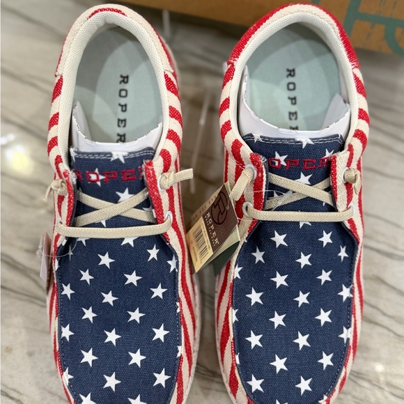 Roper Hank Loose-Ace USA Women’s Patriotic Flag Shoes Slip On NWT - Picture 3 of 6